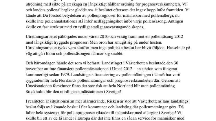 Öppet brev till Folkhälsominister Maria Larsson