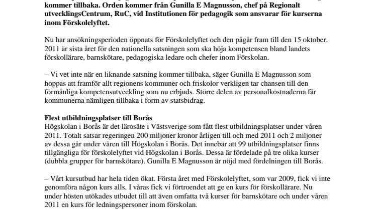 Högskolan lyfter förskolepersonal 