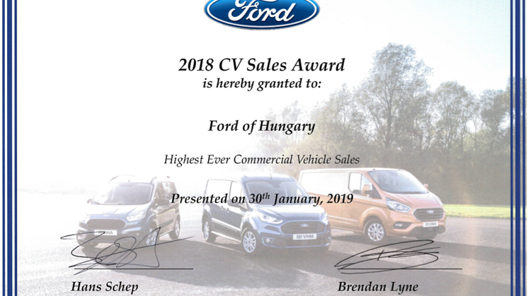 Európai elismerésben részesült a Ford Magyarország