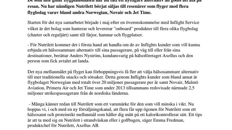 Miljoner skandinaver får sällskap av Nutrilett på semestern