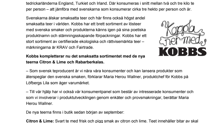 Nyheter från Kobbs: Citron & Lime och Rabarberkalas
