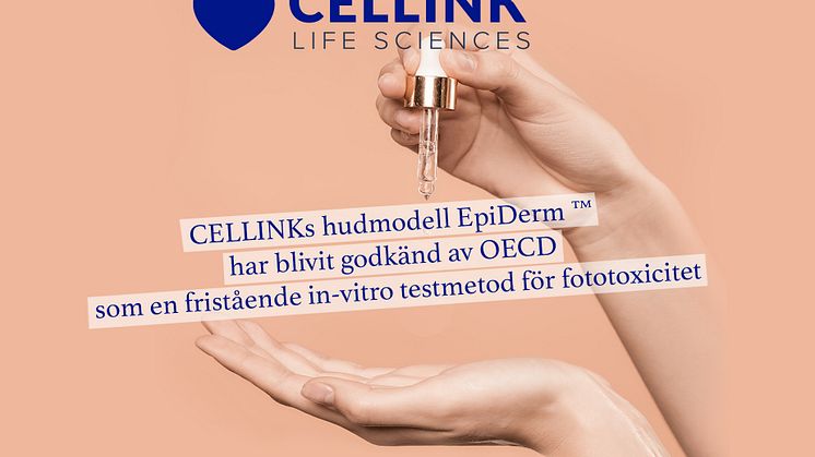 CELLINKs hudmodell EpiDerm ™ har blivit godkänd av OECD som en fristående in-vitro testmetod för fototoxicitet