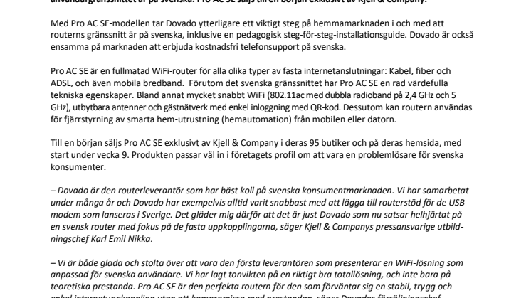 Dovado Pro AC SE – första WiFi-routern som pratar svenska