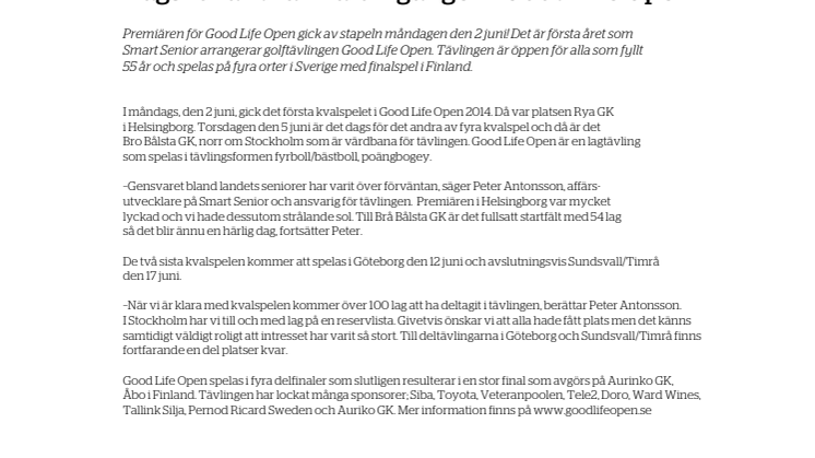 Good Life Open 2014 - spelas på Bro Bålsta GK