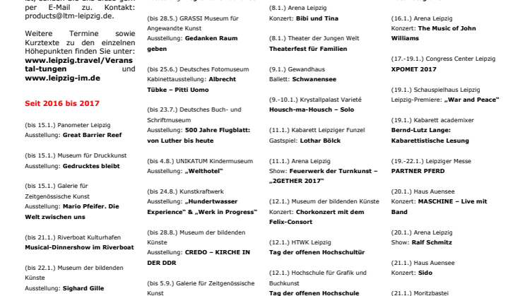 LEIPZIG - 500 TOP-Veranstaltungen 2017 - Kurzübersicht