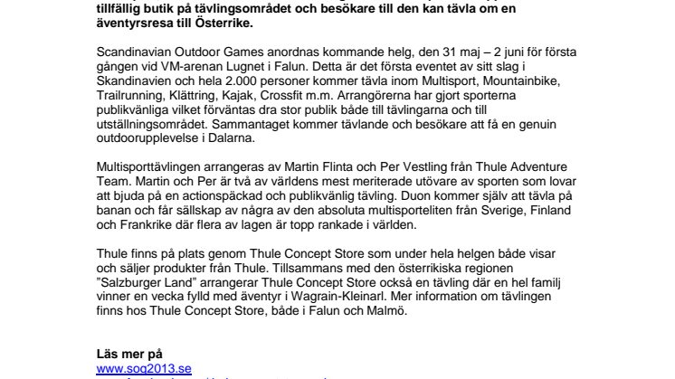 Thule till Scandinavian Outdoor Games i Falun