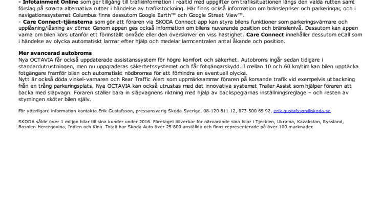 Nya assistanssystem och smarta uppkopplade tjänster i nya SKODA OCTAVIA