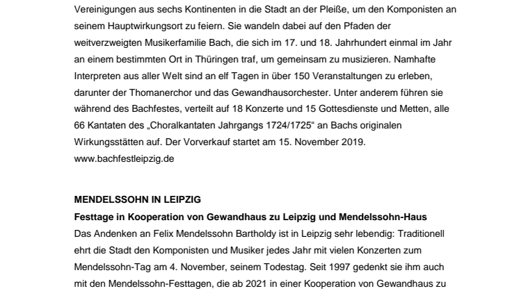 Klassische Musikfestivals in Leipzig 2020-2022