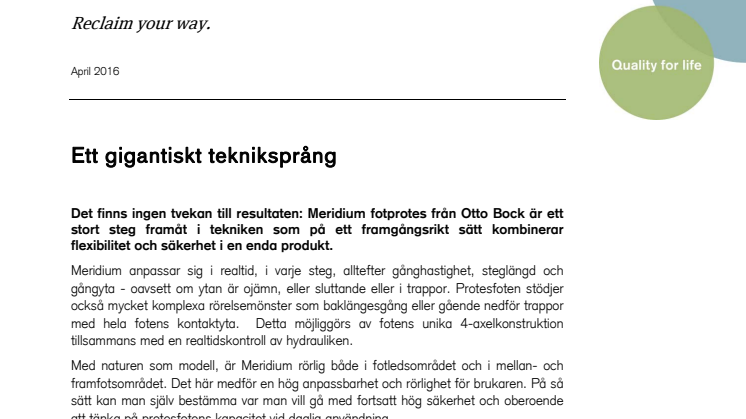 Fotprotesen Meridium ett gigantiskt tekniksprång