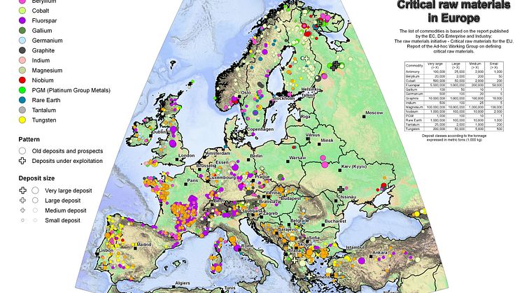 Första kartan klar över kritiska metaller i Europa