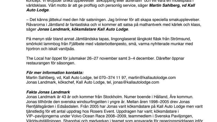 Satsning på gourmetkrog i Kall