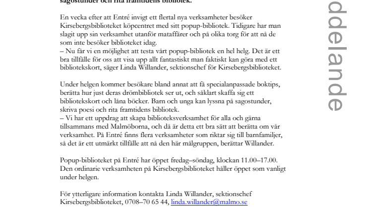 ​Kirsebergsbiblioteket gör Entré