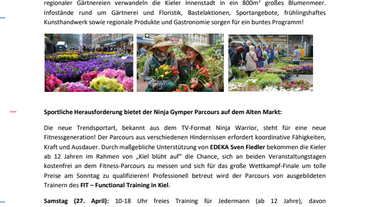 Kiel blüht auf mit Blumenmeer, Ninja Parcour und verkaufsoffenem Sonntag