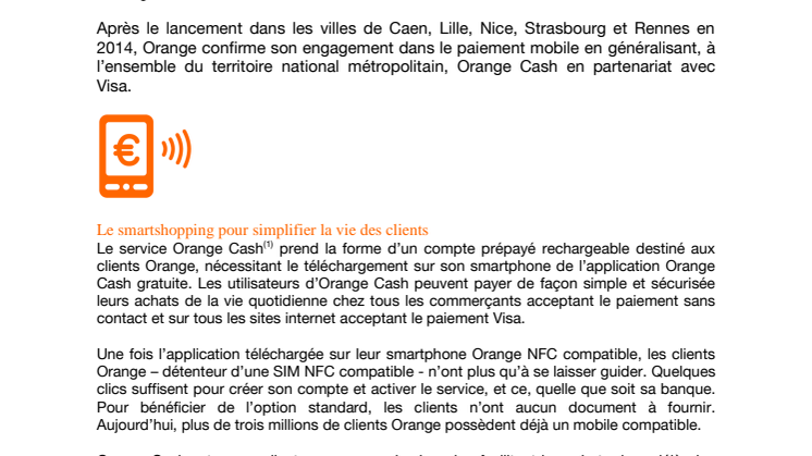 Orange lance Orange Cash, en partenariat avec Visa, sur toute la France métropolitaine