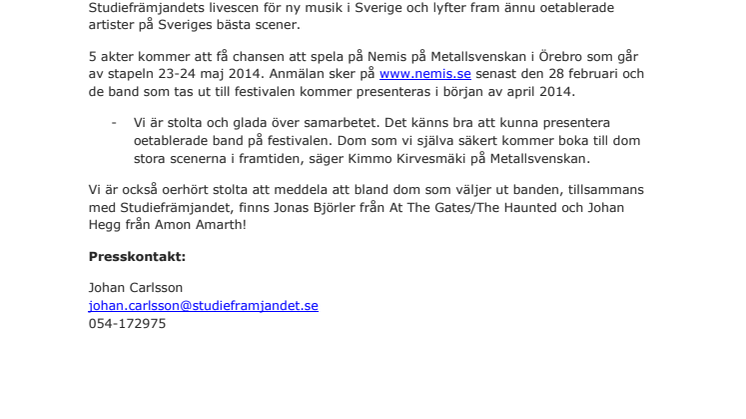 Ny hårdrock på Metallsvenskan