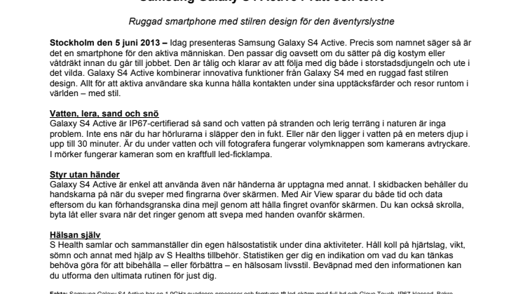Samsung Galaxy S4 Active i vått och torrt