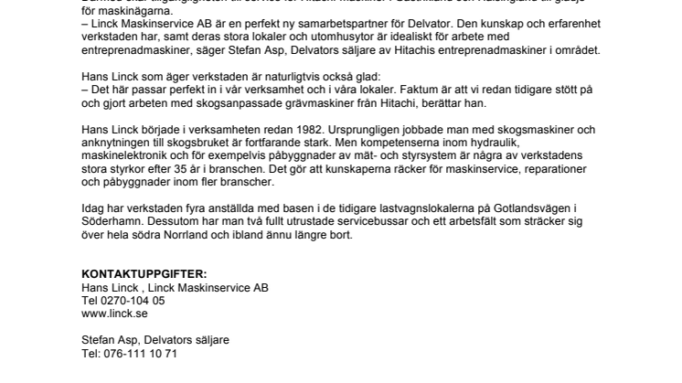 Linck i Söderhamn ny Hitachiverkstad