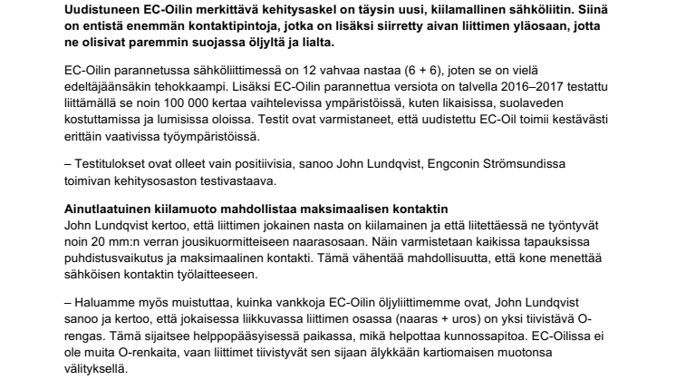 Engcon parantaa hydraulisten työlaitteiden automaattista kytkentää