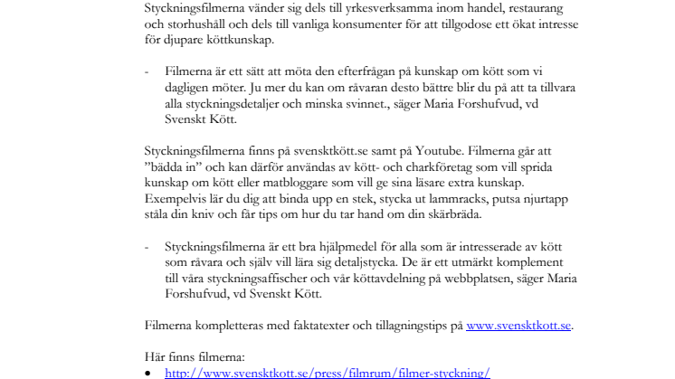 Nya styckningsfilmer från Svenskt Kött! 