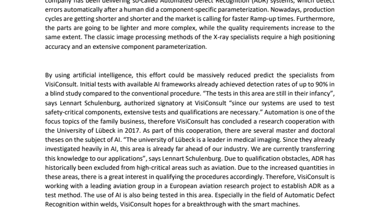 Artificial intelligence as a future technology in non-destructive X-ray inspection