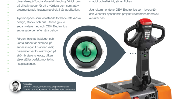 Ny strömställare - Kundanpassad för Toyota