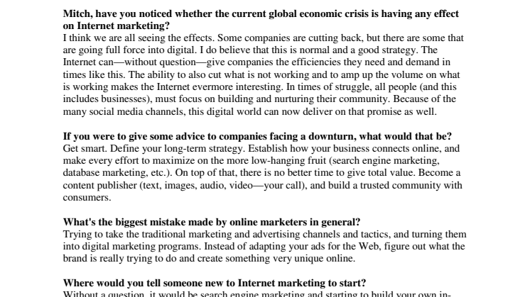 Internet Marketing Conference Presents: Surviving the Recession—Online Marketing Tips from Mitch Joel