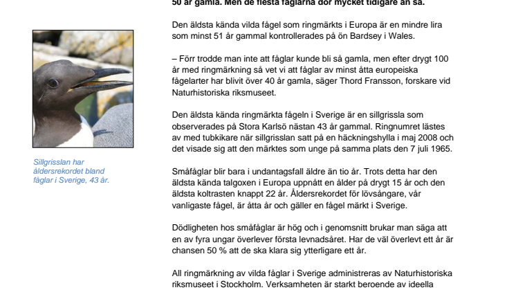 Åldersrekord hos fåglar