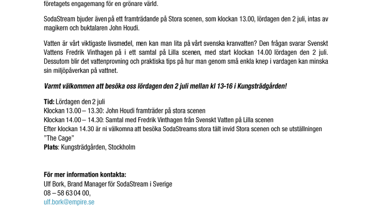 Välkommen till SodaStream på Green Festival