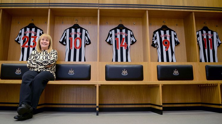 Dr Sandy Wolfson of Northumbria University pictured in Newcastle United's first team dressing room