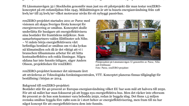Paroc, Nibe och Elitfönster i samarbete för framtidens bostäder