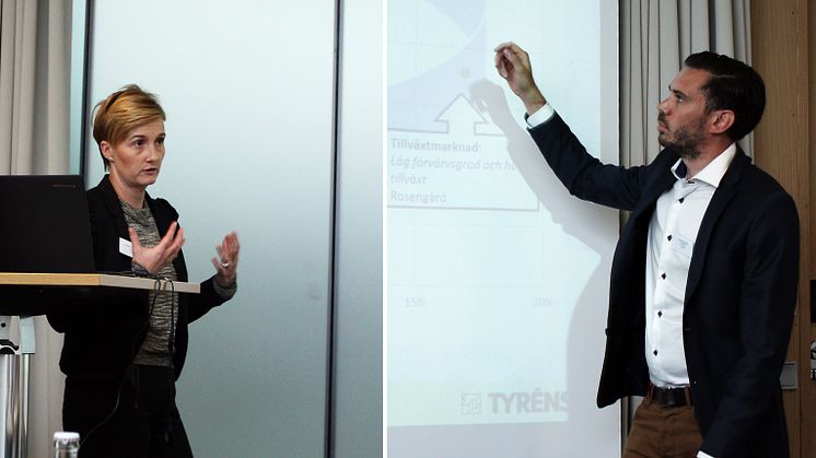 Madeleine Eneskjöld och Robin Svensén från Tyréns presenterar rapporten Marknadsanalys Rosenkraft
