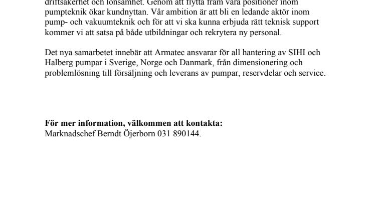 Nu finns pumparna från SIHI hos Armatec  