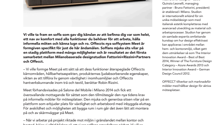 Meet, ett soffsystem av Fattorini+Rizzini+Partners