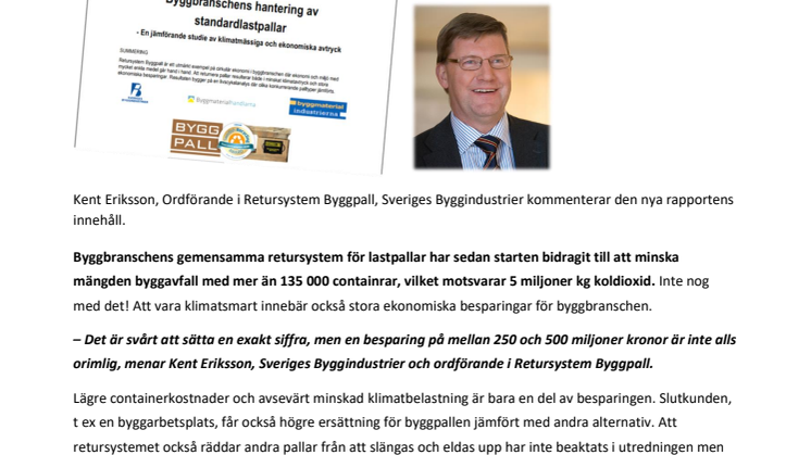 Ny rapport: Retursystem Byggpall minskar både koldioxidutsläpp och avfallskostnader