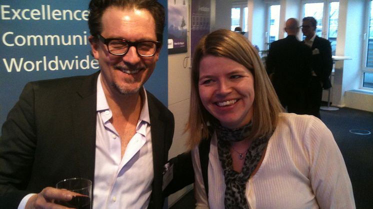 Micronic Mydata's Veronica Wänman and David Gray at last night's IAA seminar-mingle.