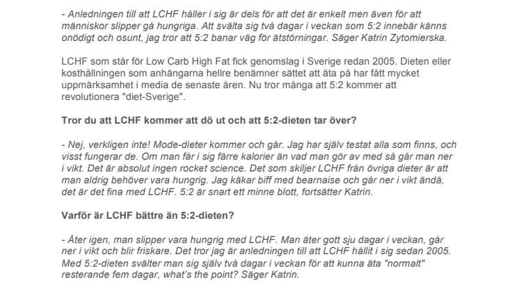Katrin Zytomierska: ”5:2-dieten banar väg för ätstörningar”