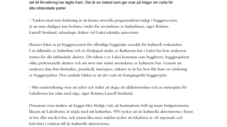 Luleås kulturhus studieobjekt i ny byggforskning