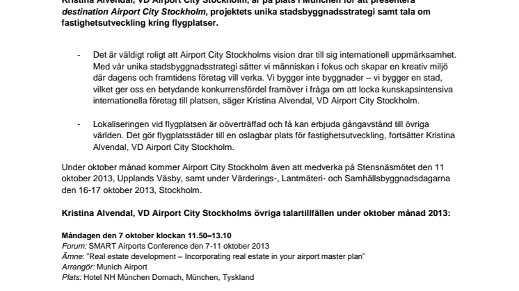 Airport City Stockholm till SMART Airports Conference 2013 