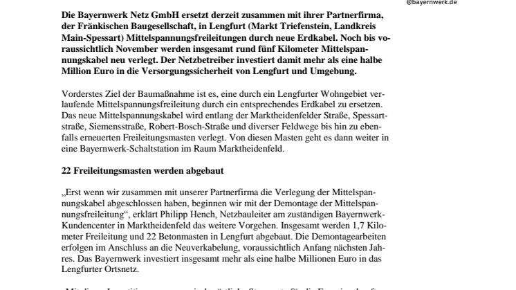 Über eine halbe Million Euro für neue Mittelspannungskabel