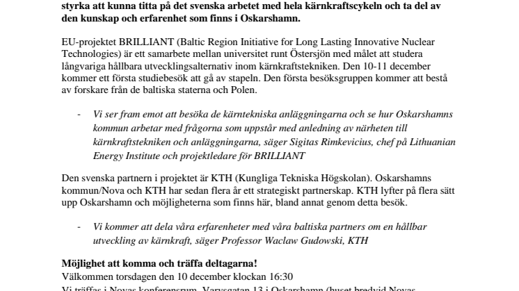 ​Kärnkraftskommunen Oskarshamn står som inspiration och modell