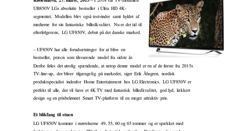 NU LANDER LG UF850V I DANSKE BUTIKKER – ET ULTRA HD-TV MED BESTSELLER POTENTIALE