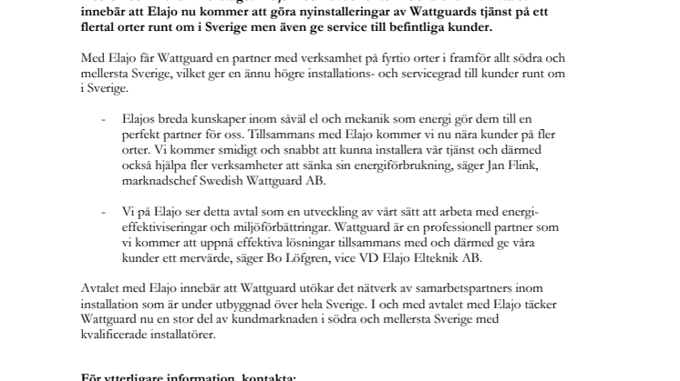 Wattguard och Elajo tecknar samarbetsavtal 