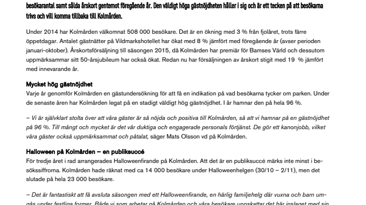 Stark säsong för Kolmården
