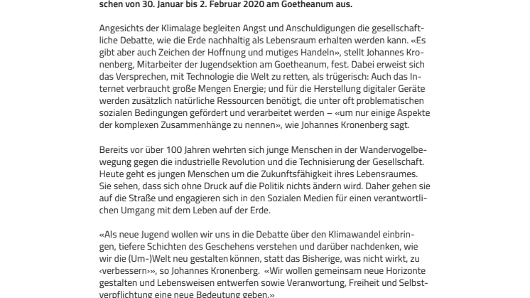 Der Erde verpflichtet. ​Jugendtagung zum Klimawandel am Goetheanum