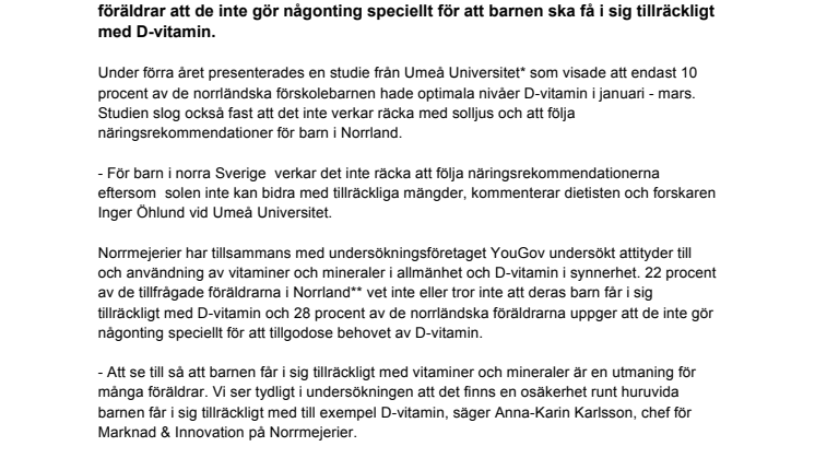 Norrländska föräldrar osäkra runt vitaminer