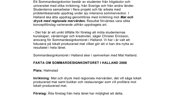 Sommardesignkontor i Halland – ett projekt som ger mersmak!
