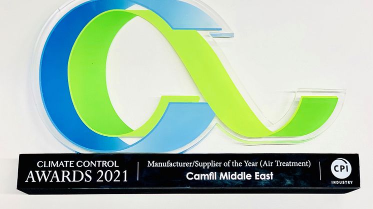Camfil Middle East wins prestigious Manufacturer of the Year (Air Treatment) trophy at Climate Control Awards 2021