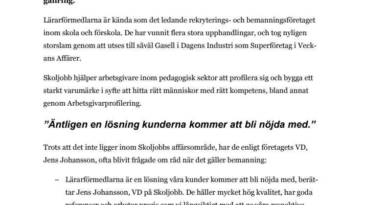 Lättare för skolor hitta rätt personal med unikt samarbete