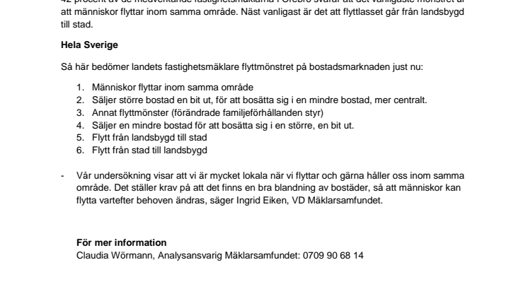 Allra vanligast att flytta inom samma område i Örebro 