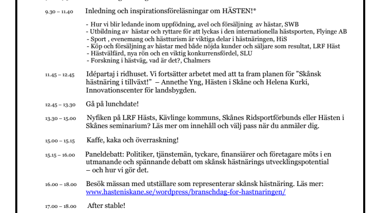 Skånsk Hästnäringsdag  i Sjöbo